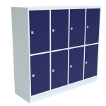 Garderoben-Schließfachschrank aus Stahl, 150 cm hoch, 122x50 cm (B/T), 8 Fächer, 